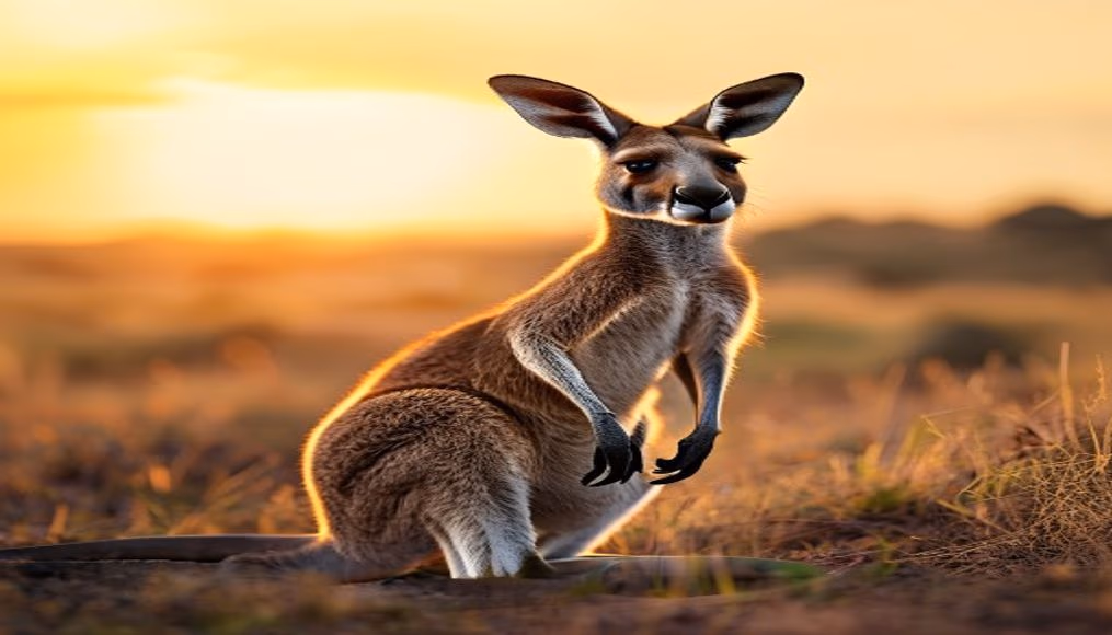 kangaroo at dawn australia in editorial style