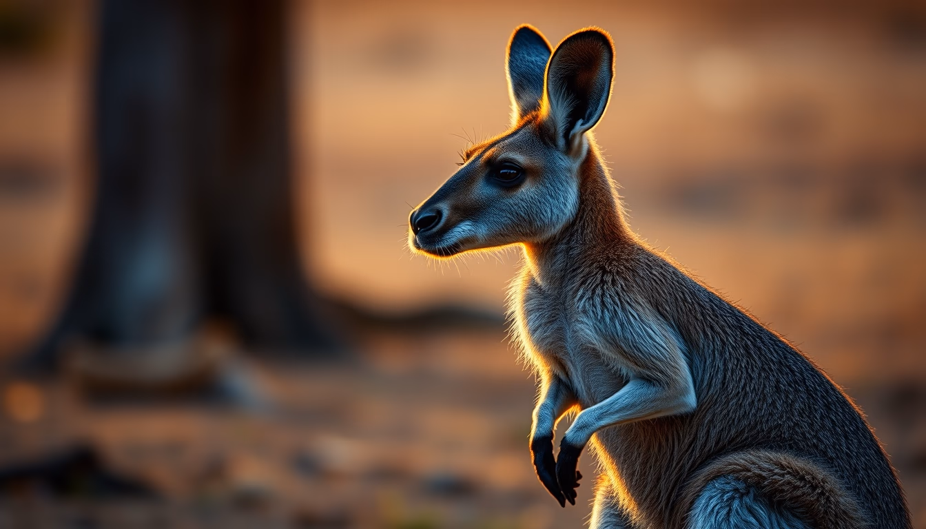 kangaroo at dawn australia in editorial style