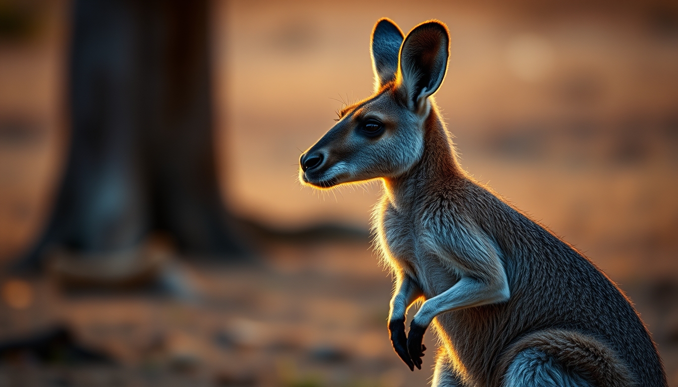 kangaroo at dawn australia in editorial style