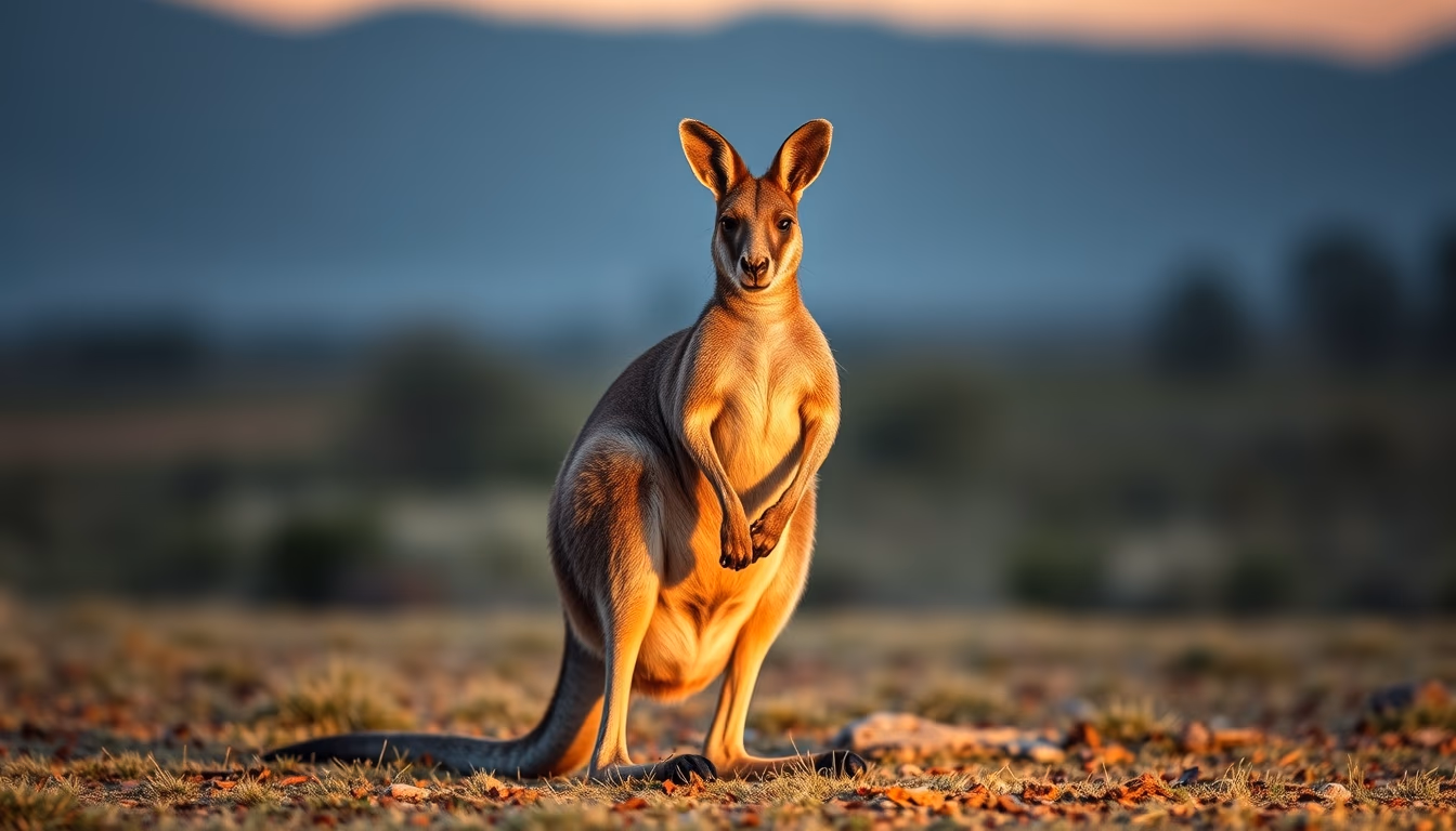 kangaroo at dawn australia in editorial style