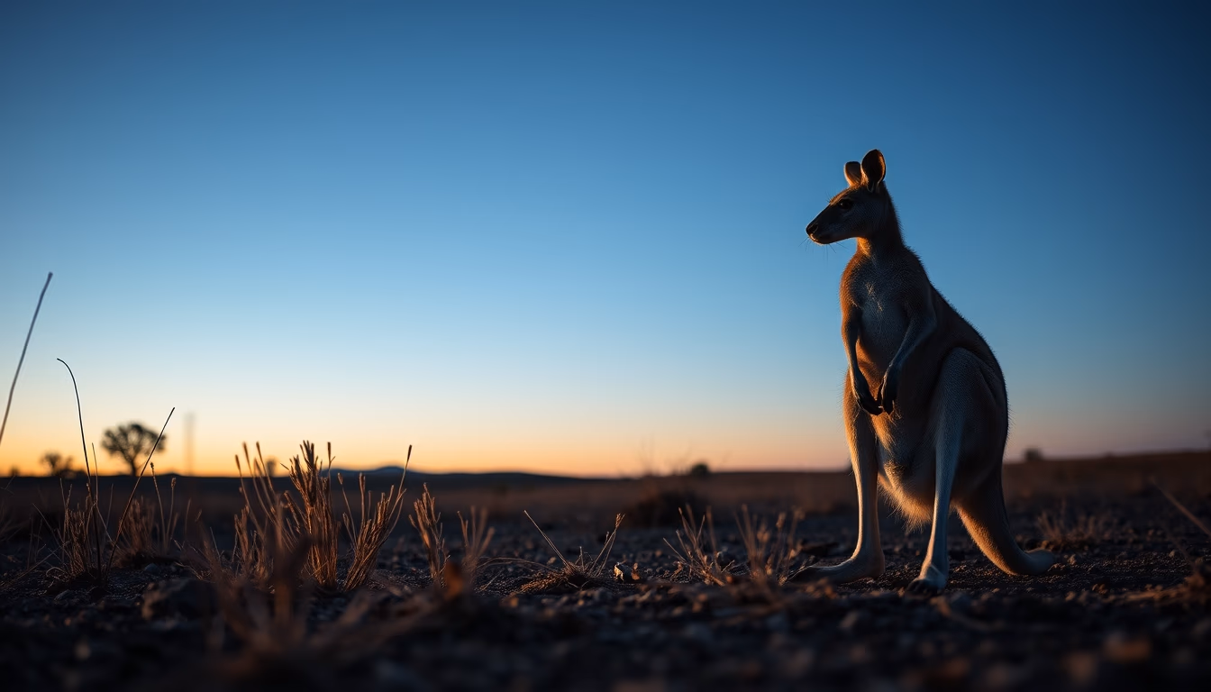 kangaroo at dawn australia in editorial style