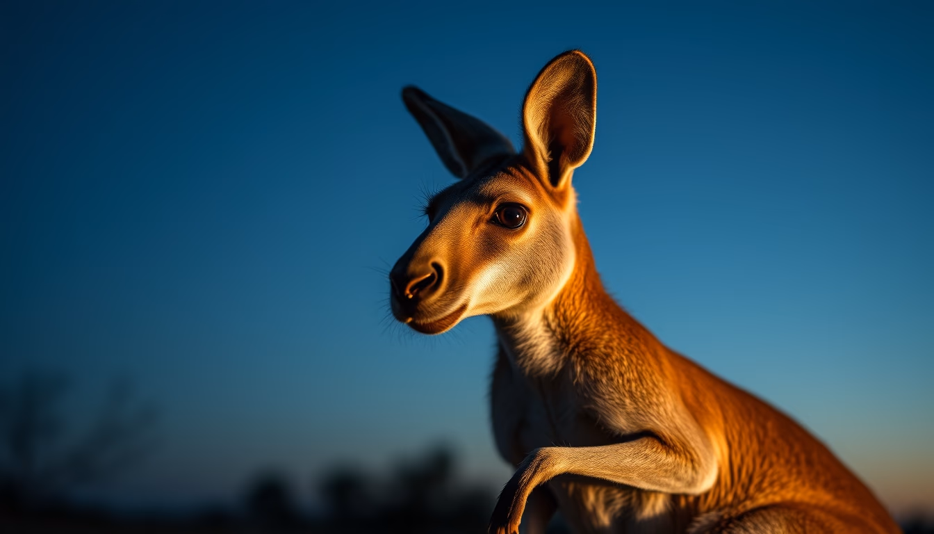 kangaroo at dawn australia in editorial style
