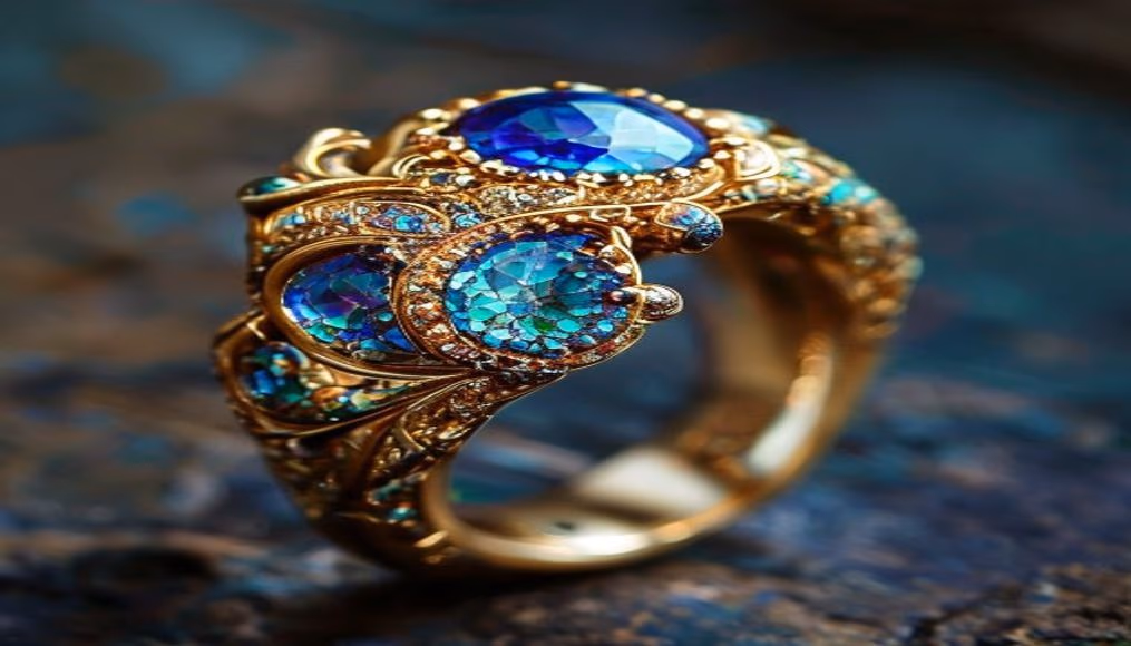 Kashmir sapphire ring antique em fotografia editorial de luxo