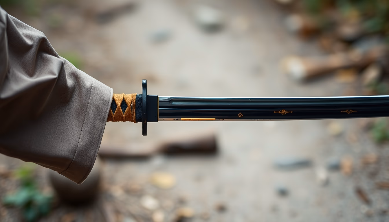 katana japanese curved in editorial style