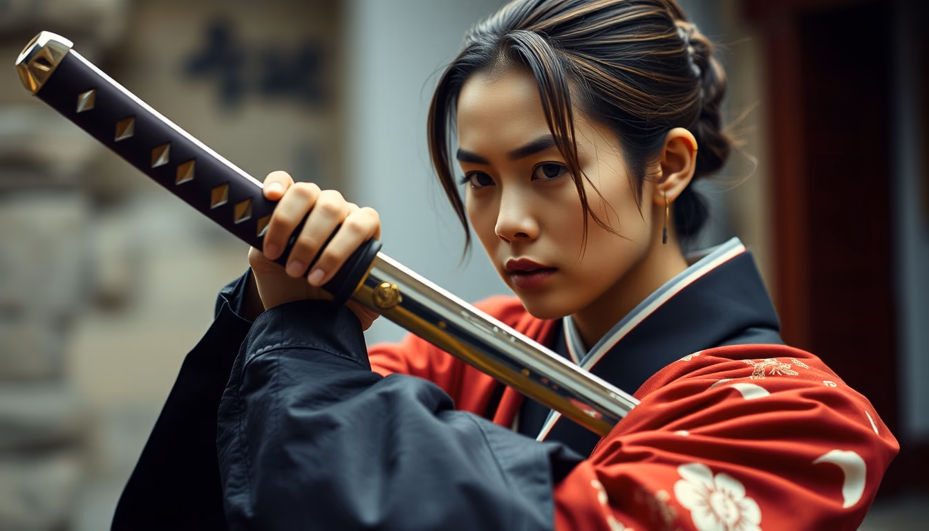 katana japanese curved in editorial style