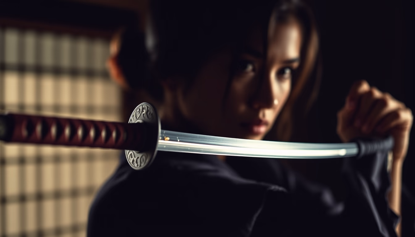 katana japanese curved in editorial style