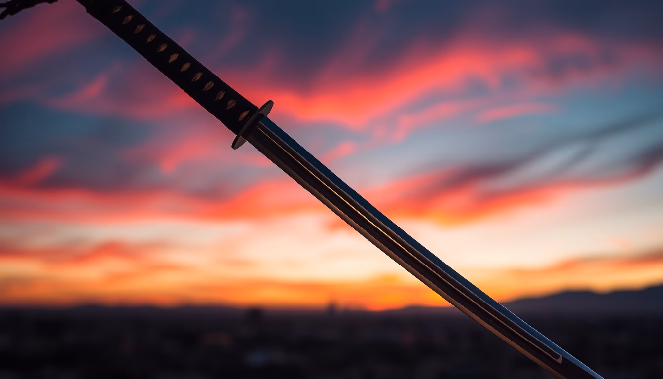 katana japanese curved in editorial style