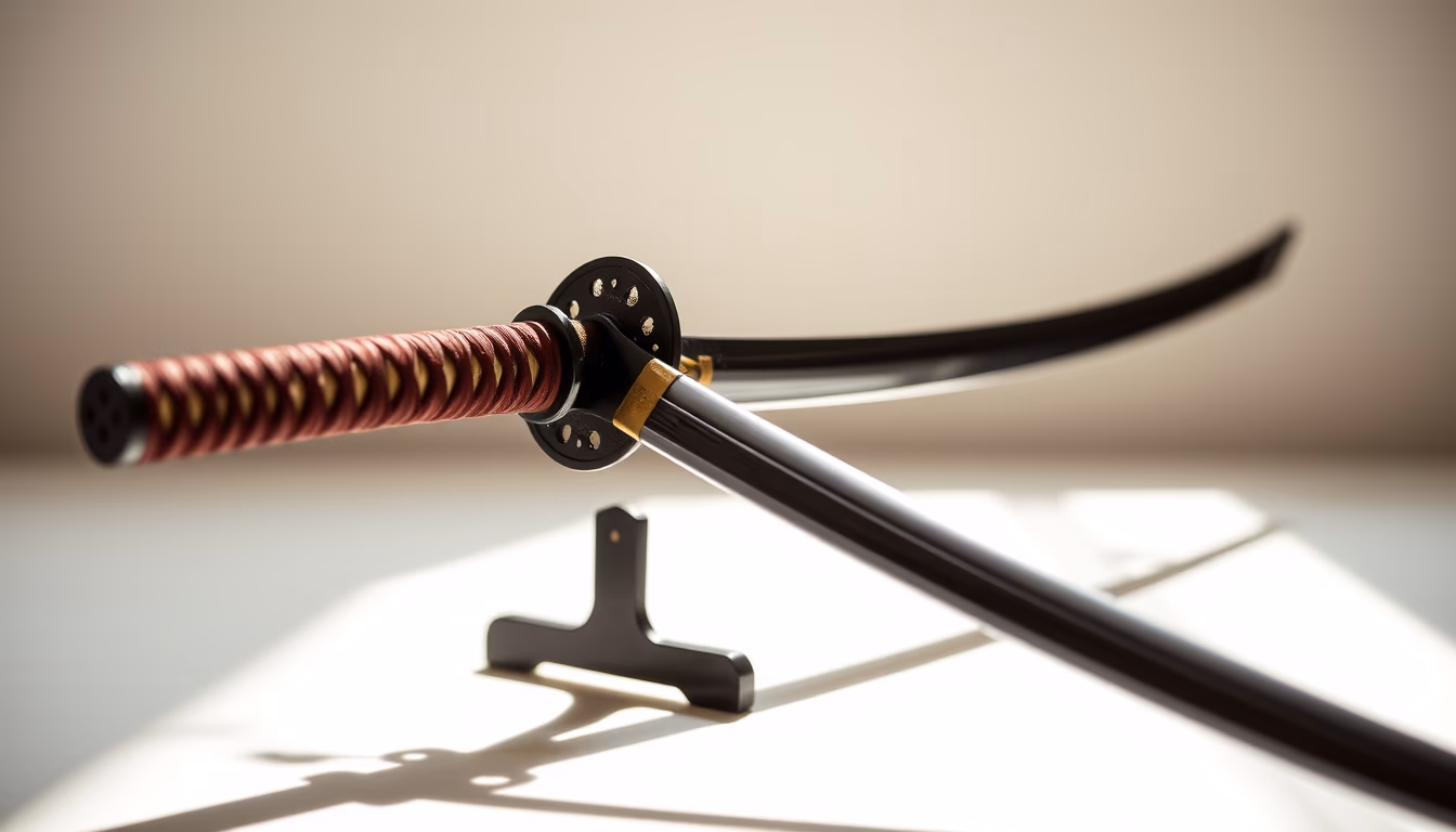 katana japanese curved in editorial style