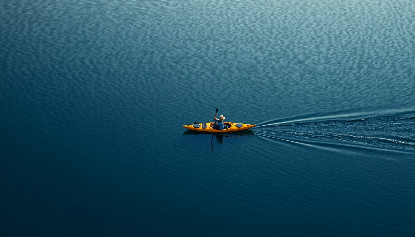 Kayak on calm water em estilo editorial