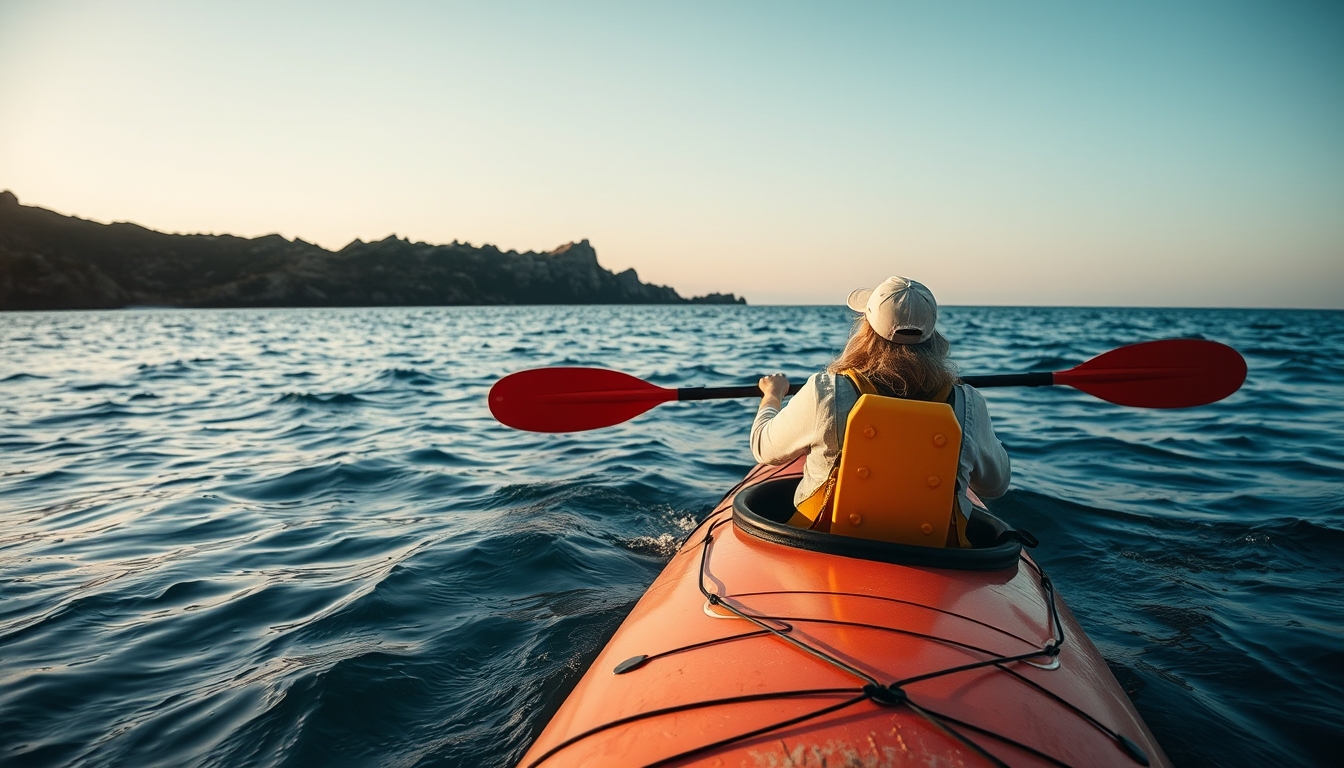 kayak sea ocean in editorial style