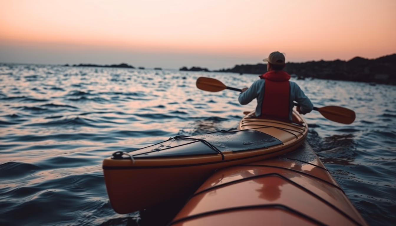 kayak sea ocean in editorial style