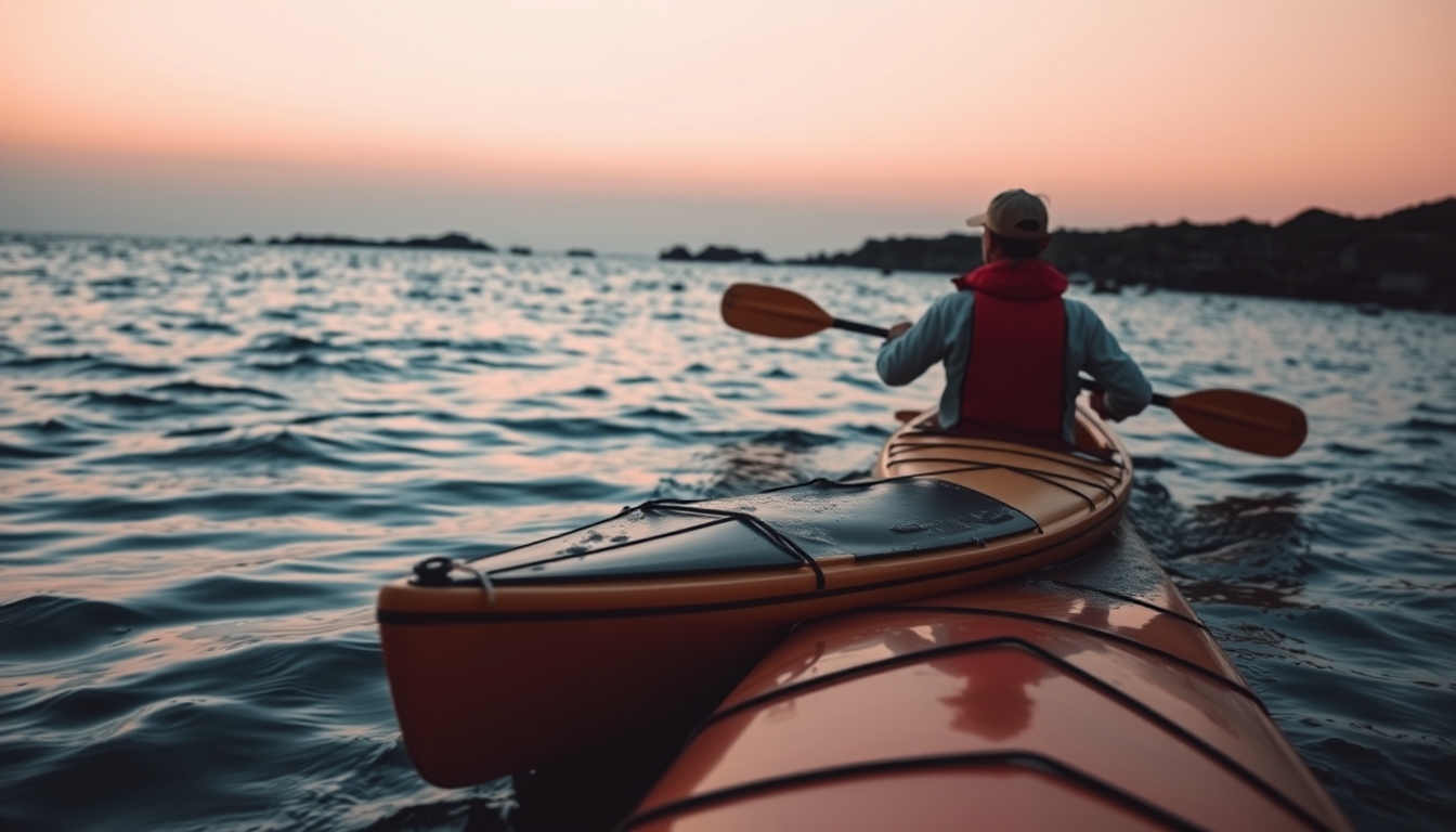 kayak sea ocean in editorial style