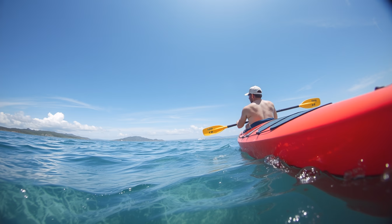 kayak sea ocean in editorial style