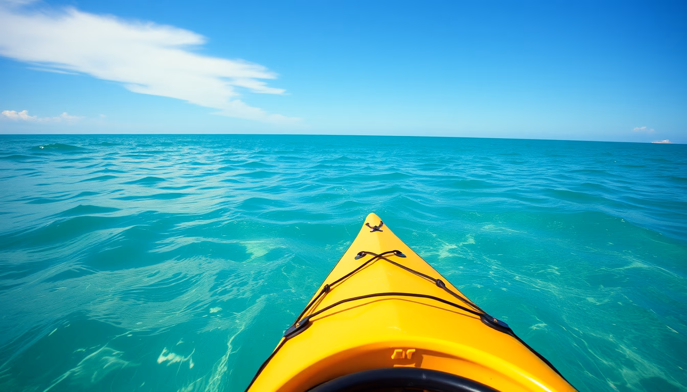 kayak sea ocean in editorial style