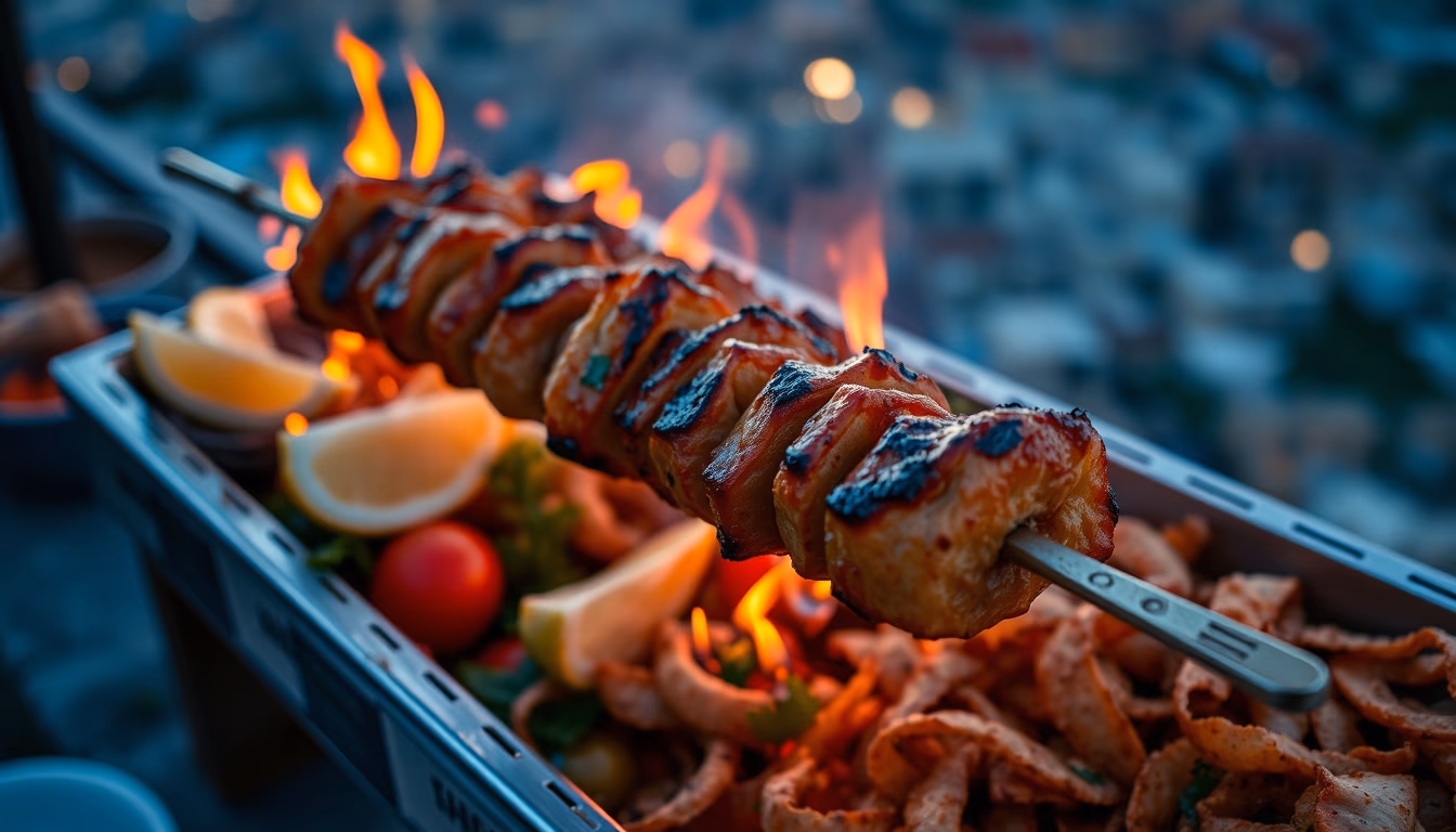 kebab grilled mediterranean in editorial style