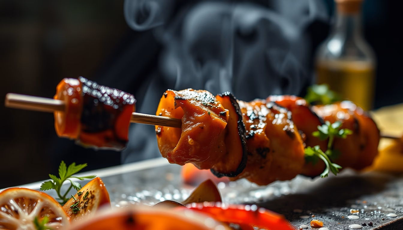 kebab grilled mediterranean in editorial style