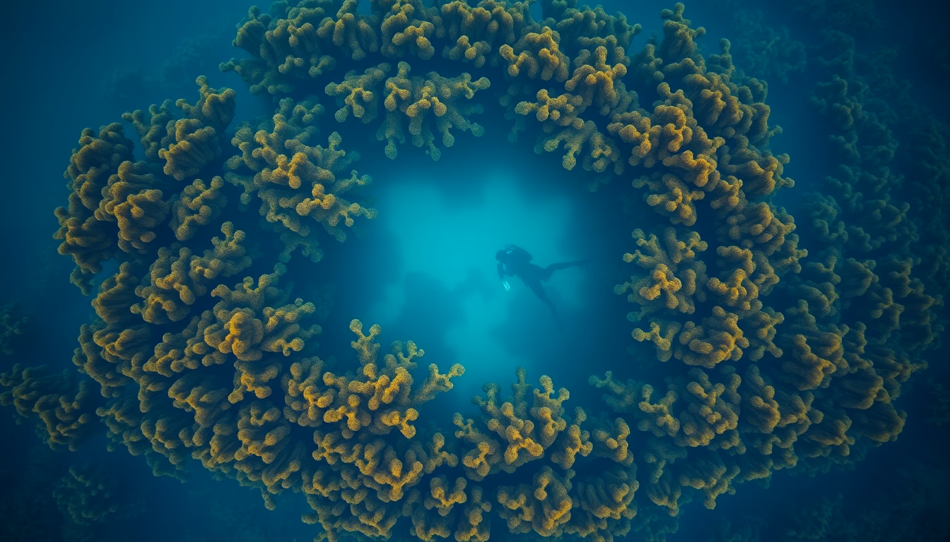 kelp forest underwater in editorial style