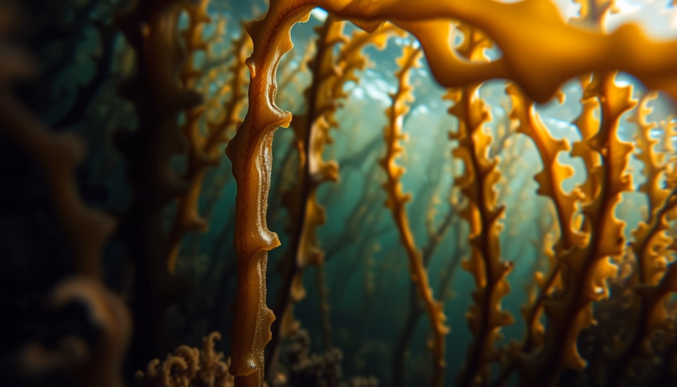 kelp forest underwater in editorial style