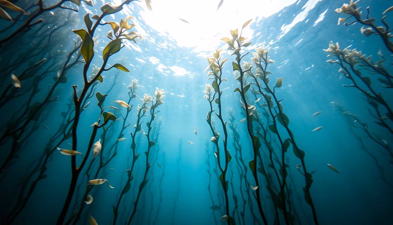 Kelp forest underwater em estilo editorial