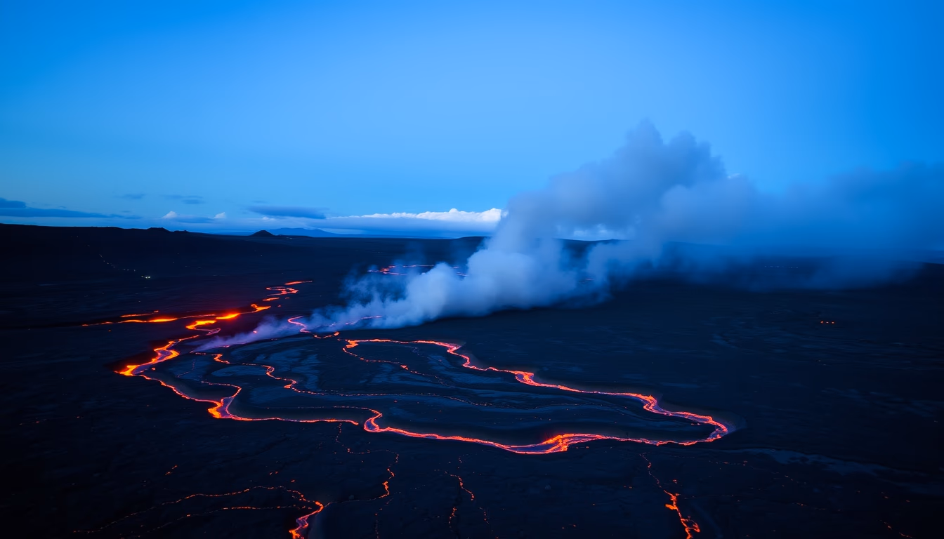 kilauea hawaii lava flow in editorial style