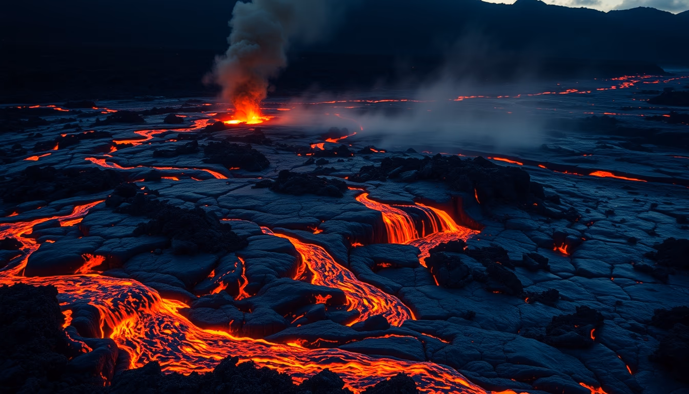 kilauea hawaii lava flow in editorial style