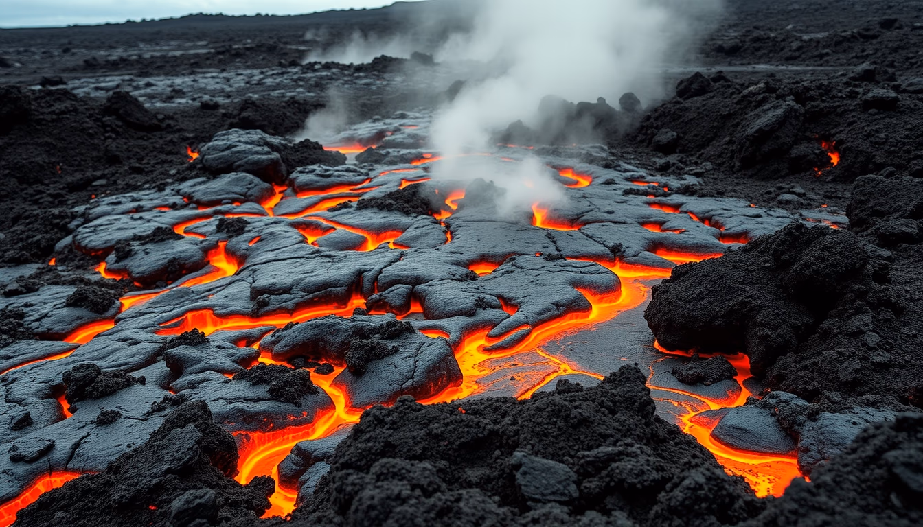 kilauea hawaii lava flow in editorial style