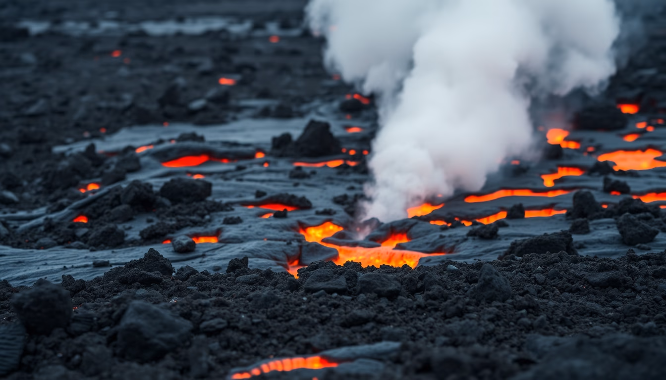 kilauea hawaii lava flow in editorial style