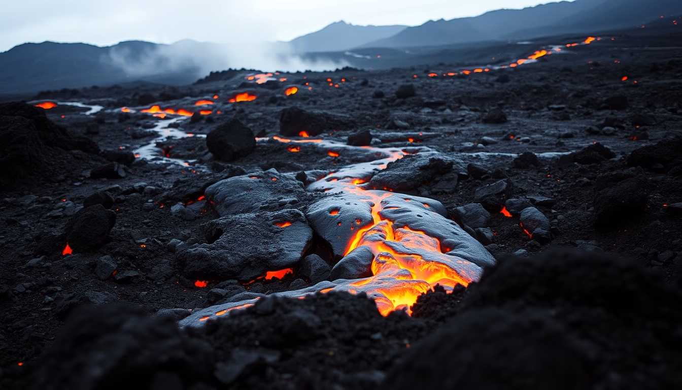 kilauea hawaii lava flow in editorial style