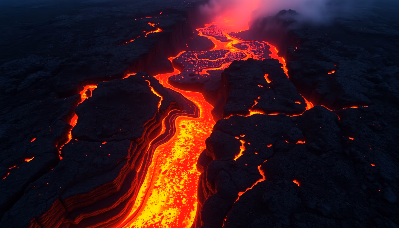 kilauea hawaii lava flow in editorial style