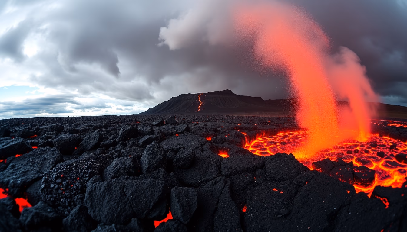 kilauea hawaii lava flow in editorial style