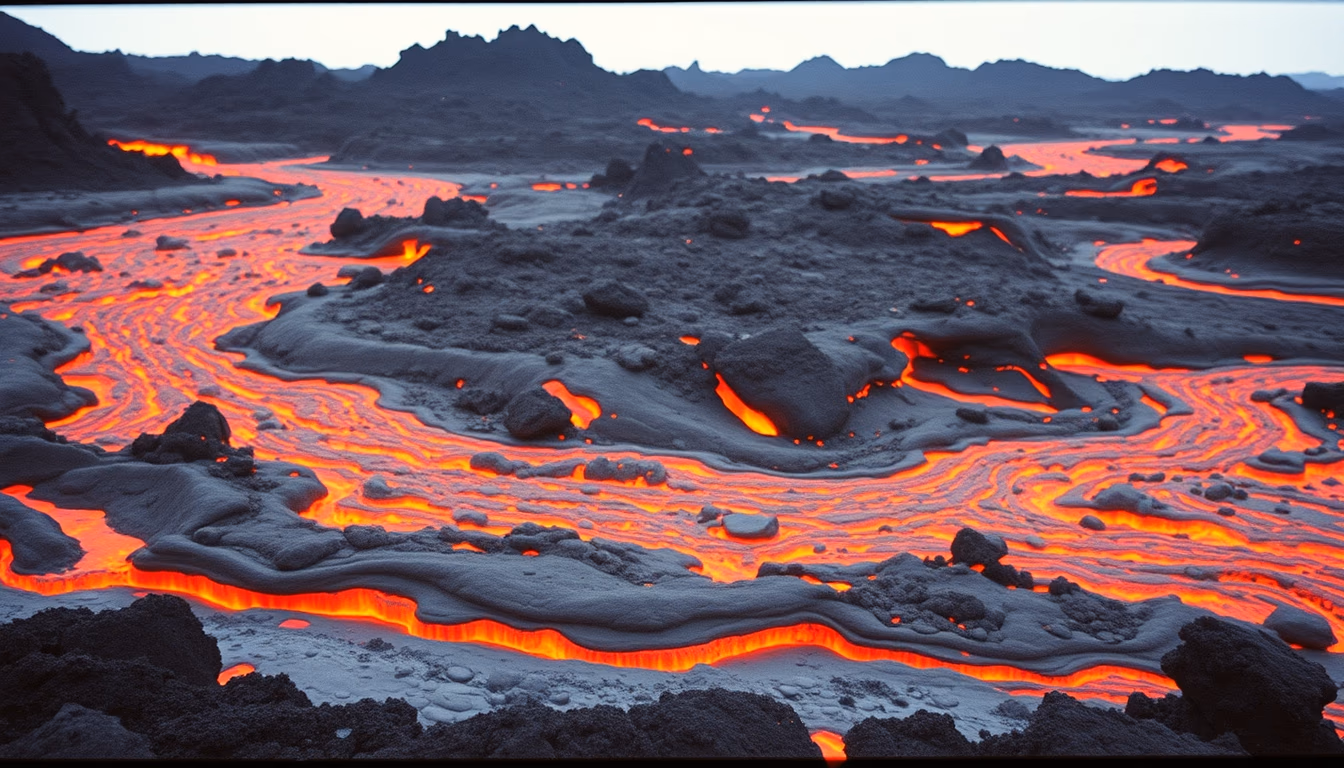 kilauea hawaii lava flow in editorial style