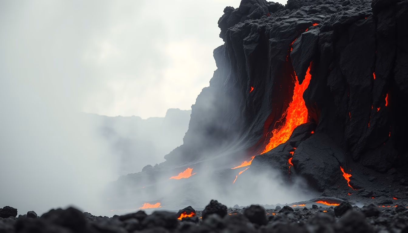 kilauea hawaii lava flow in editorial style
