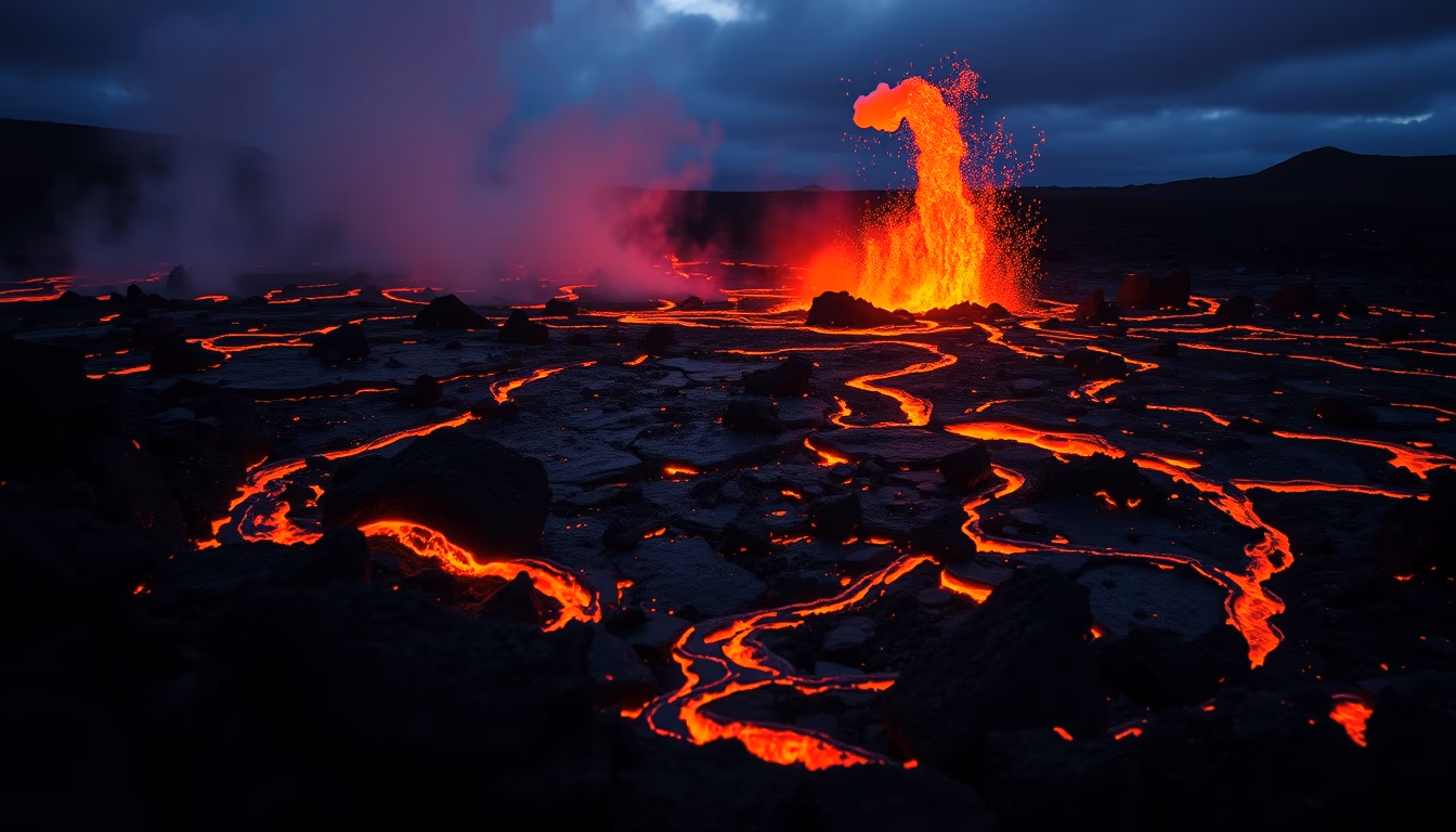 kilauea hawaii lava flow in editorial style