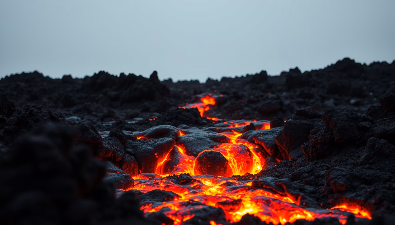 kilauea hawaii lava flow in editorial style