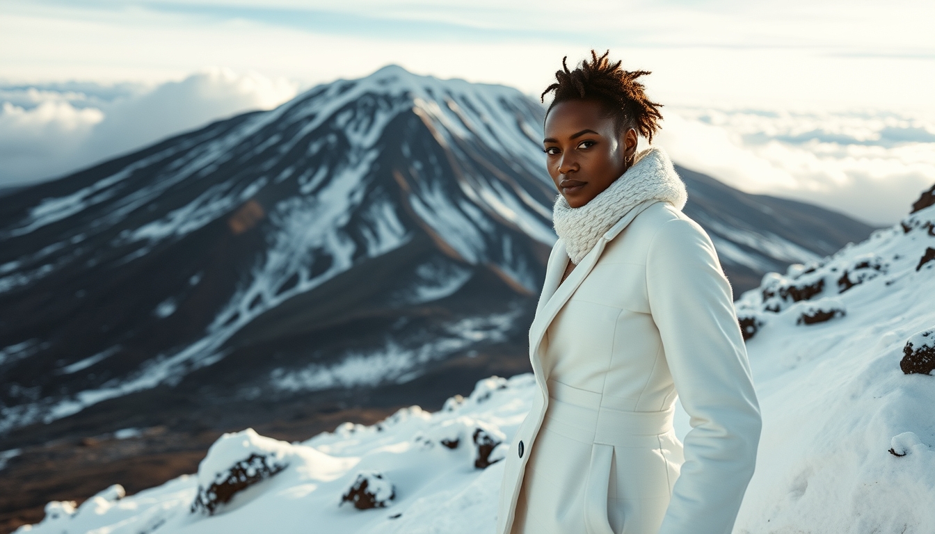 kilimanjaro tanzania snow in editorial style