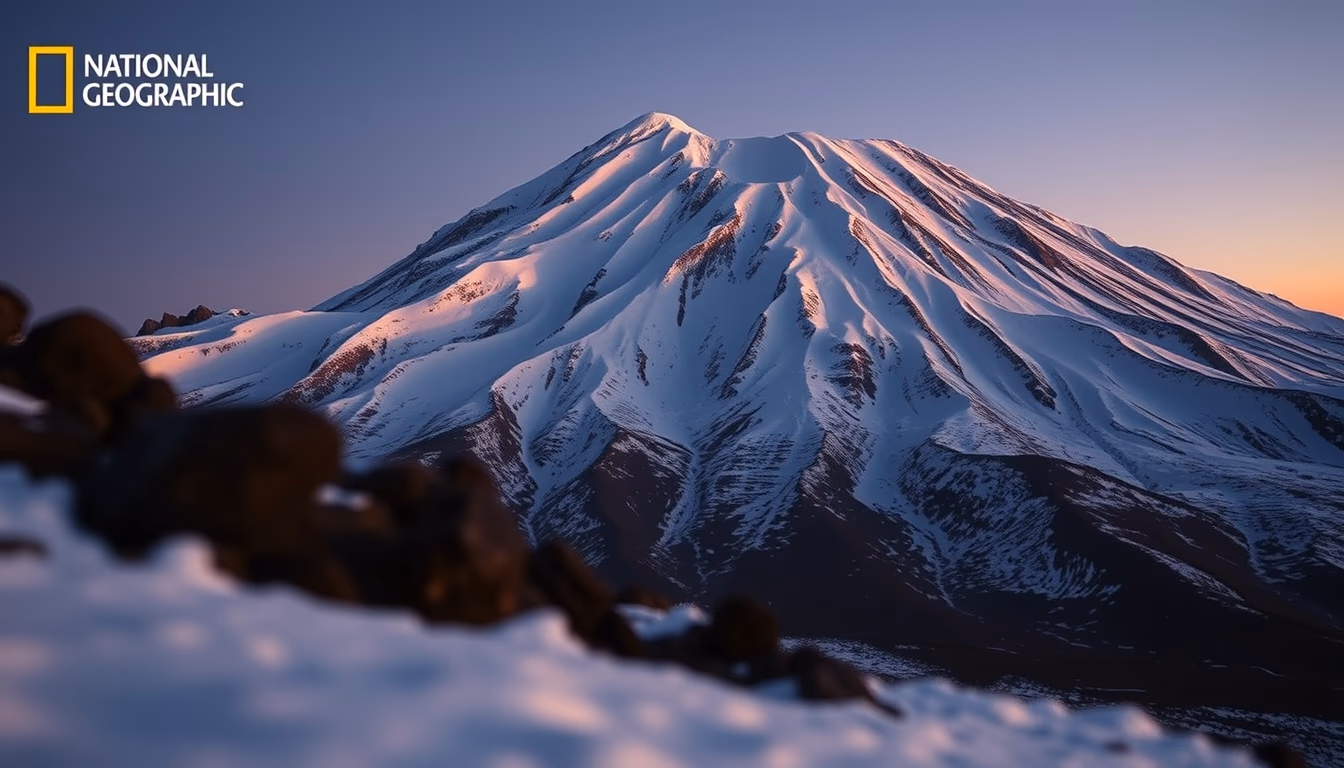 kilimanjaro tanzania snow in editorial style