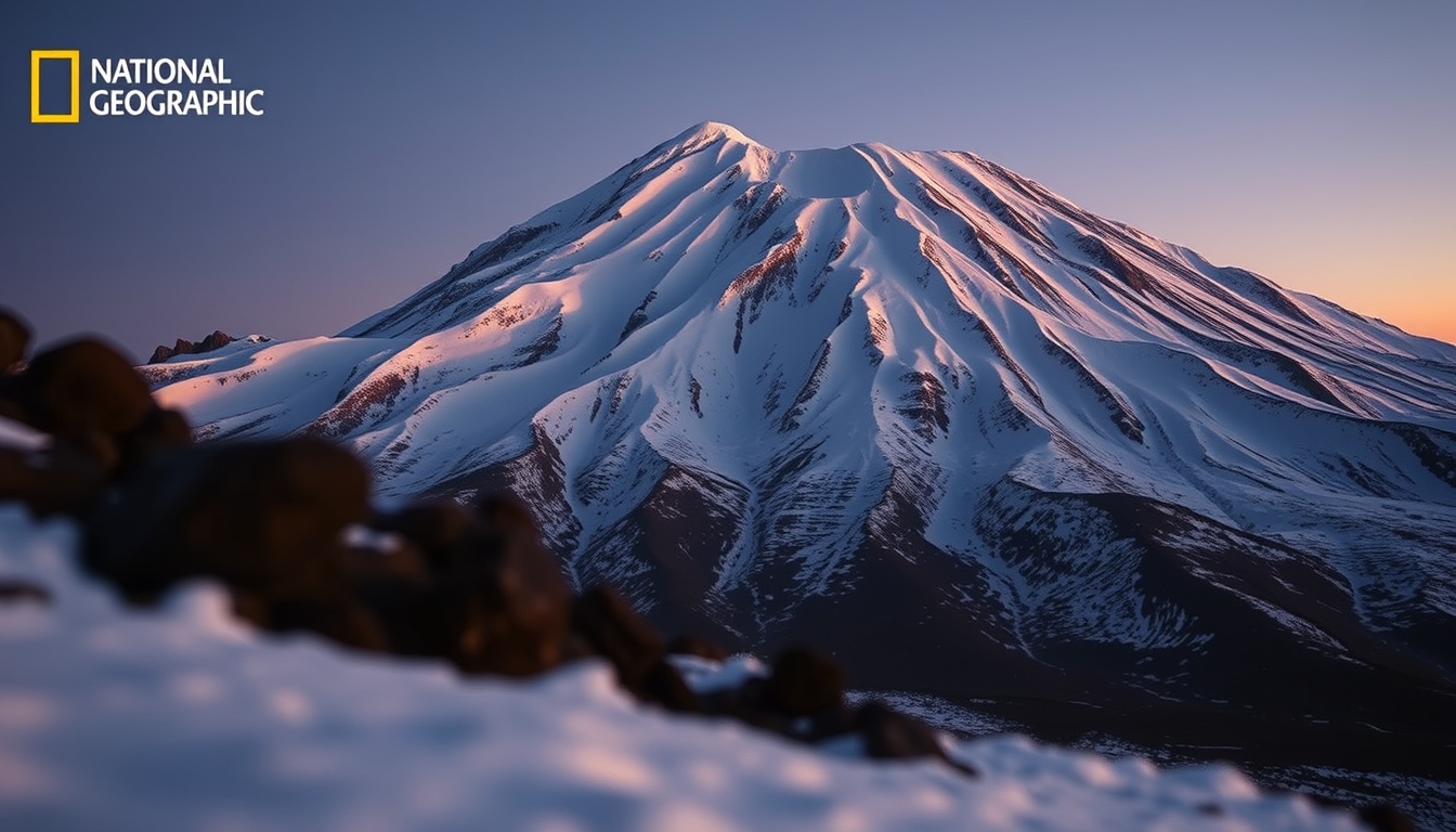kilimanjaro tanzania snow in editorial style