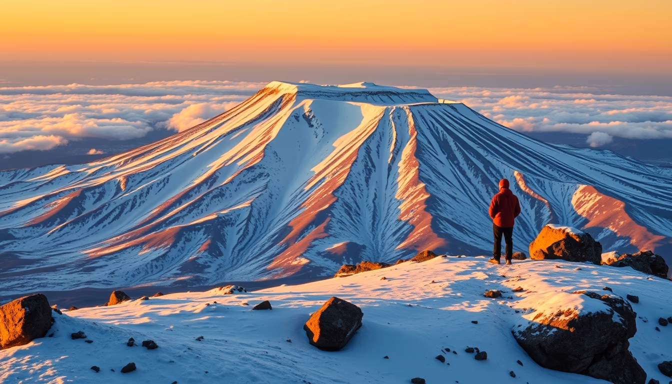 kilimanjaro tanzania snow in editorial style