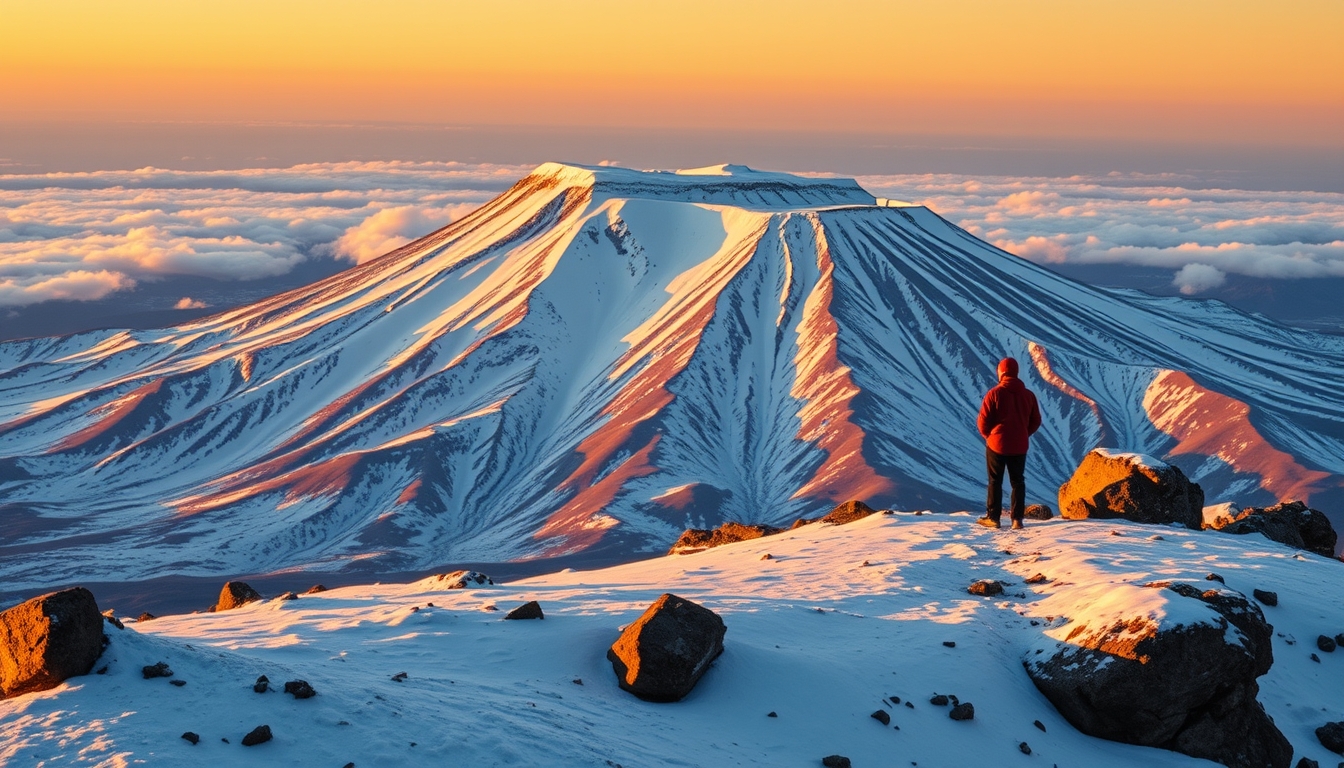 kilimanjaro tanzania snow in editorial style