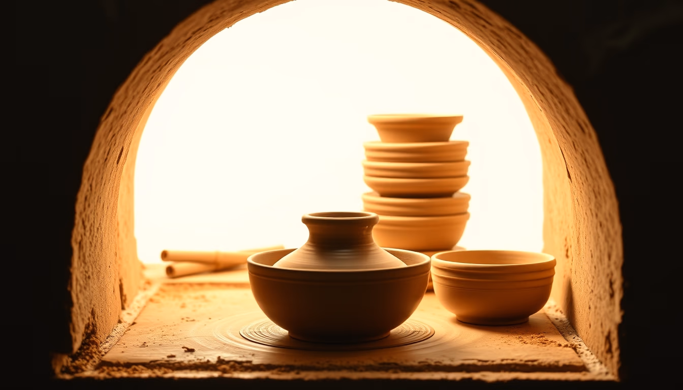 kiln pottery firing in editorial style