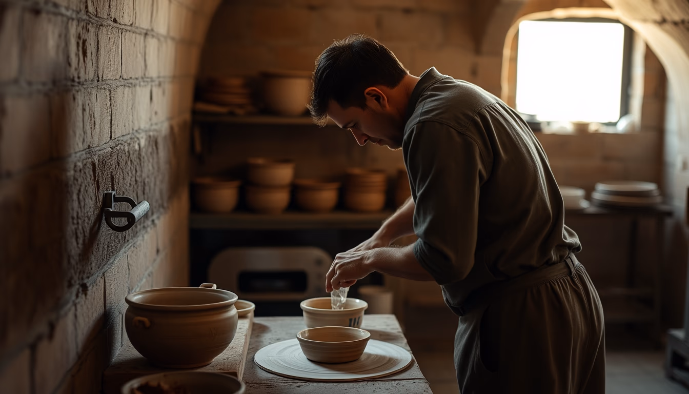kiln pottery firing in editorial style