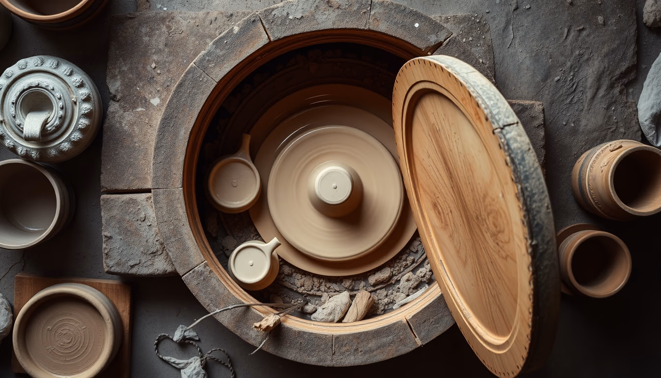 kiln pottery firing in editorial style