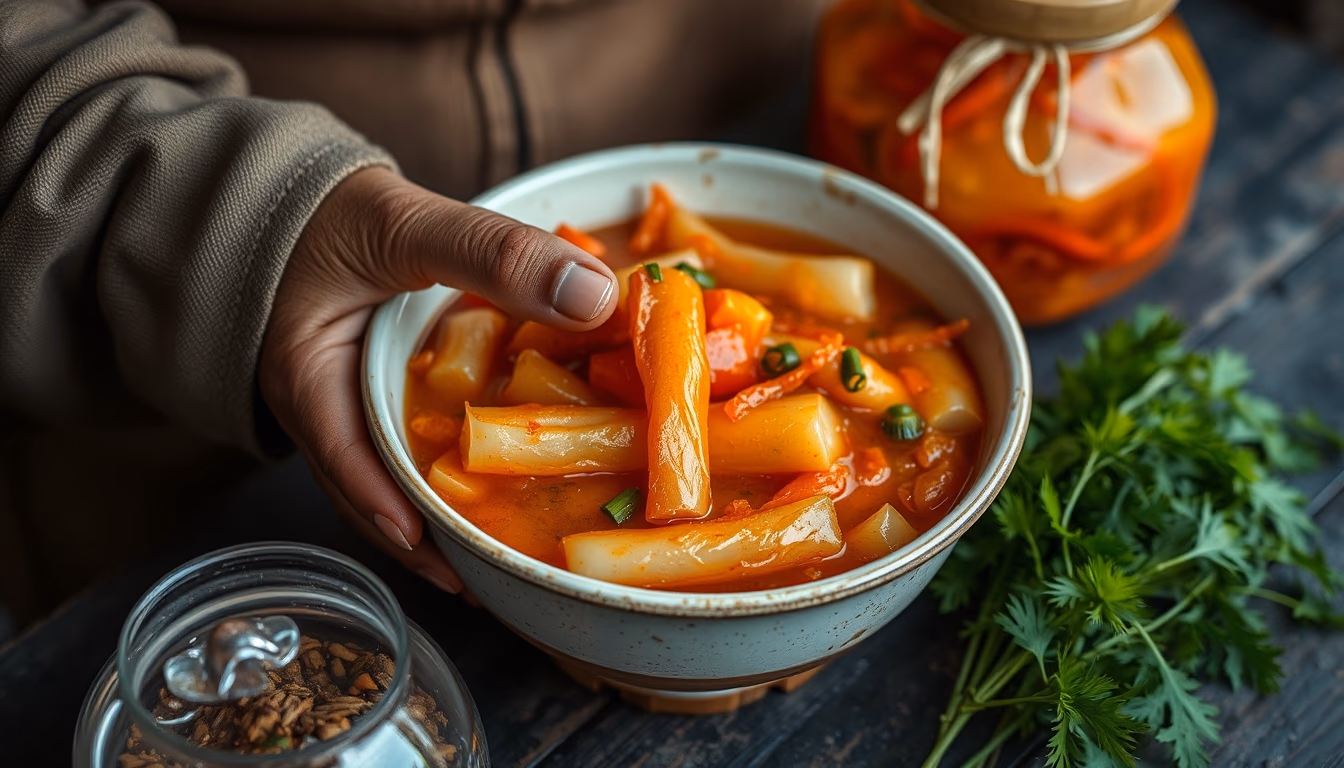 kimchi fermented korean in editorial style