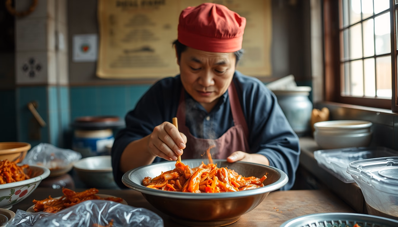 kimchi fermented korean in editorial style