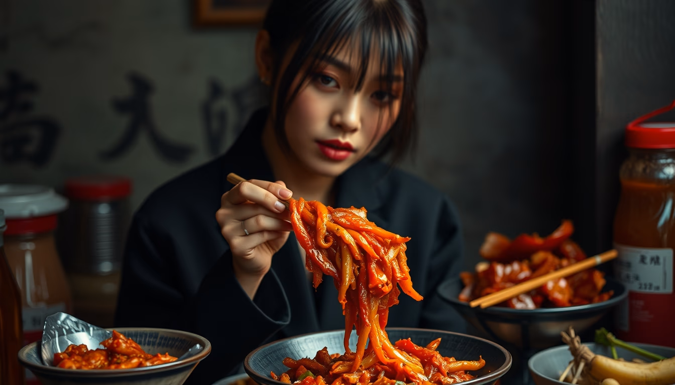 kimchi fermented korean in editorial style