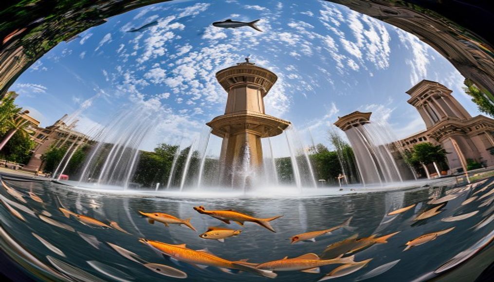 king fahd fountain in editorial style