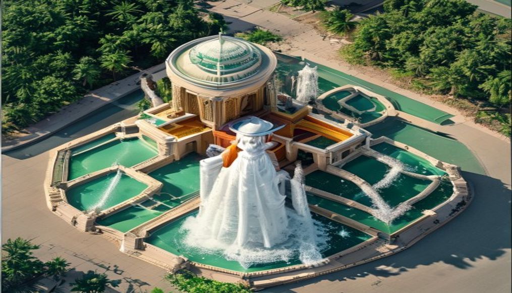 king fahd fountain in editorial style