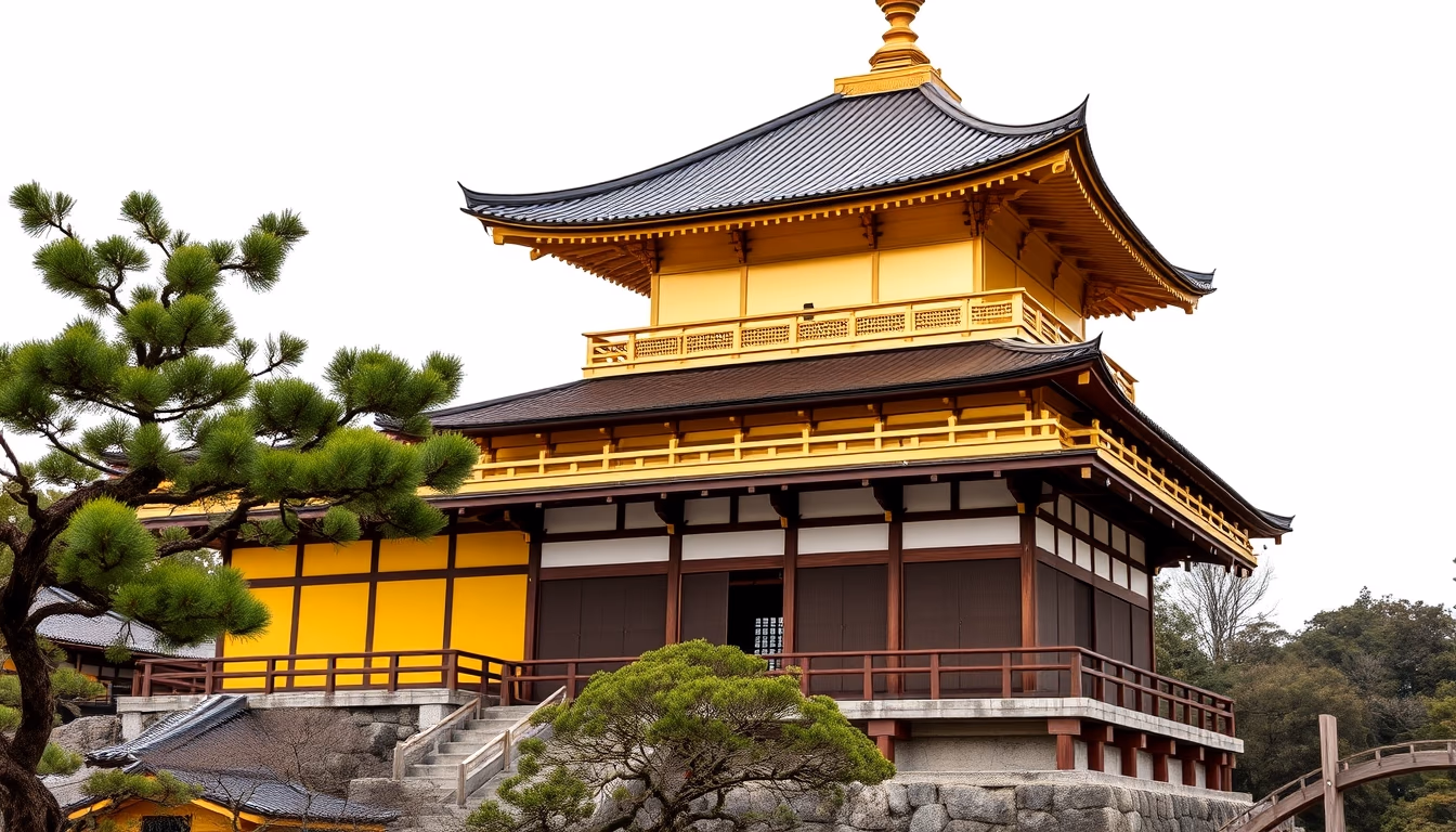 kinkaku-ji golden pavilion in editorial style