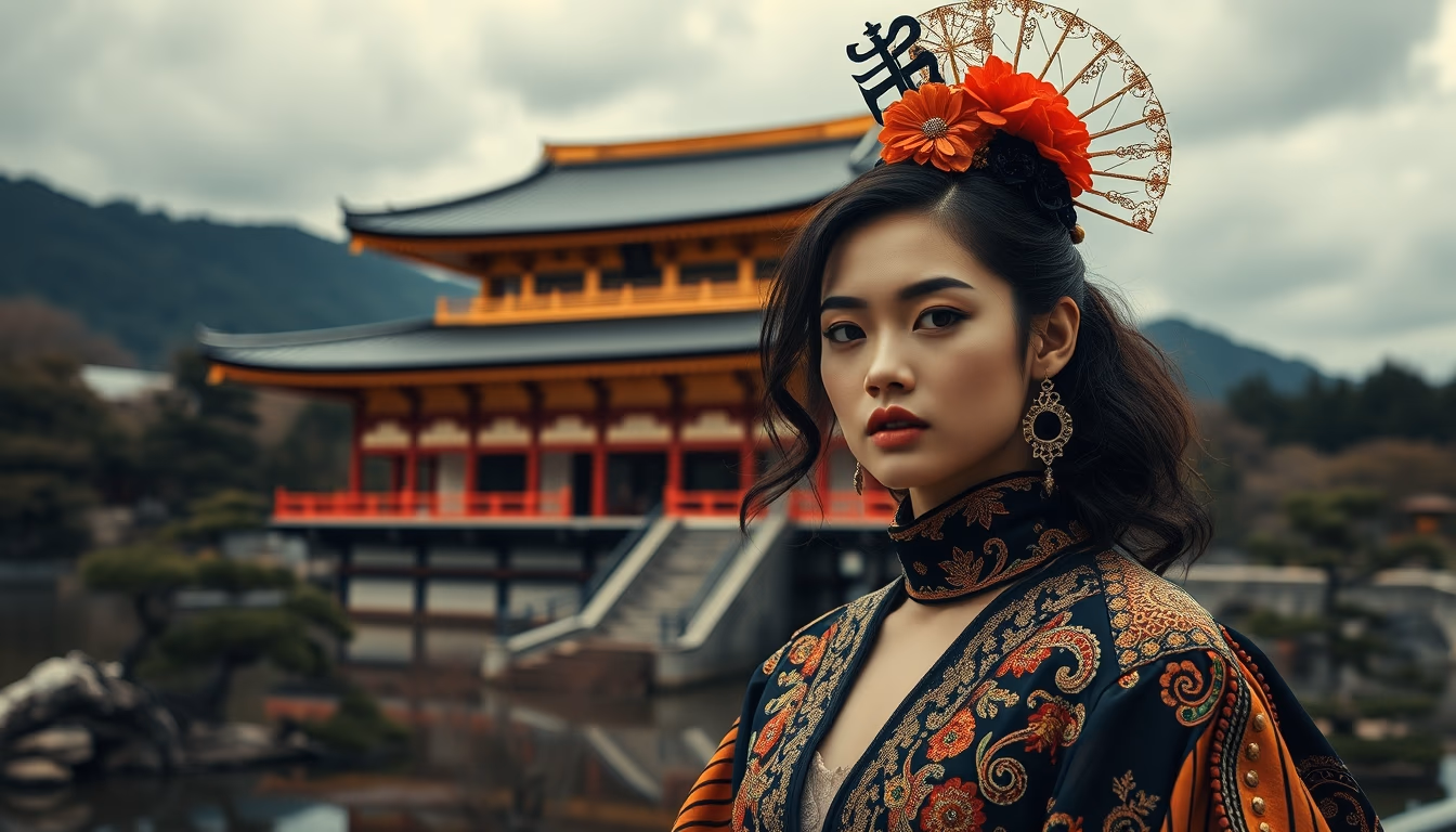 kinkaku-ji golden pavilion in editorial style