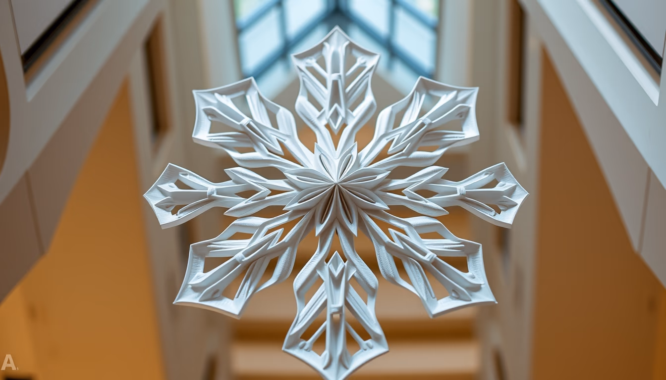 kirigami snowflake in editorial style